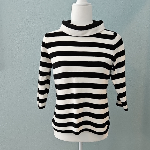 Talbots Sweaters - Talbots Black and White Striped Women's Sweater